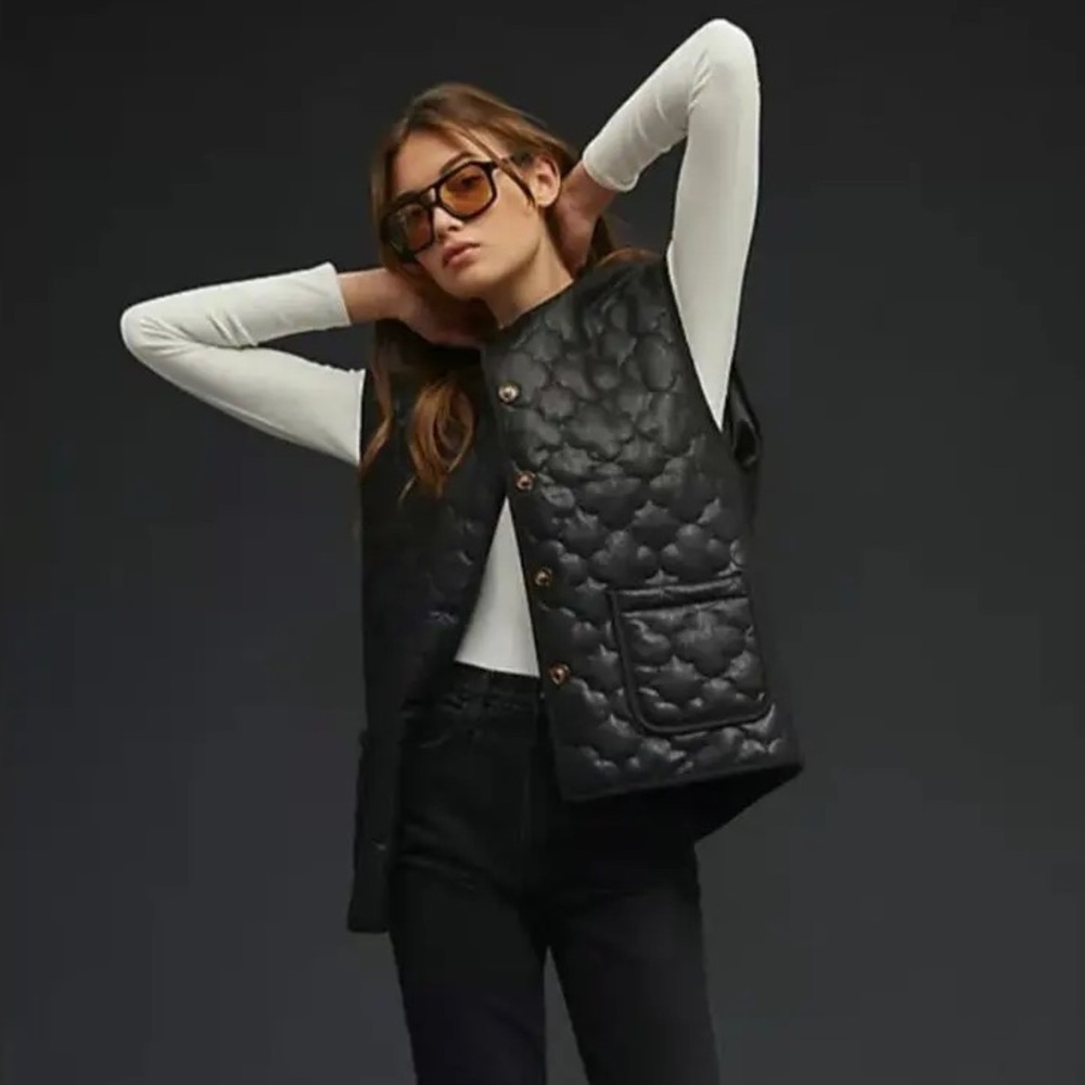 NWT Anthropologie FRNCH x Goethe Faux Leather Quilted Vest